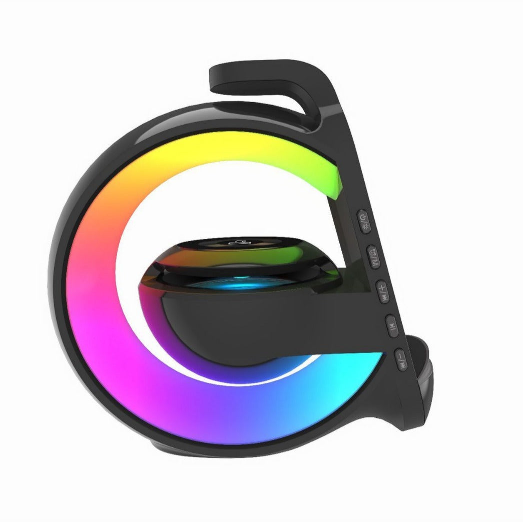 6-in-1 Bluetooth Speaker & Draadloze Oplader | Sfeerverlichting • Wekker • Microfoon