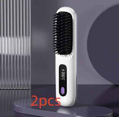 Draadloze 2-in-1 USB Stijl- en Krulborstel – 35 W, 3 Warmtestanden, Snelle OP-lading