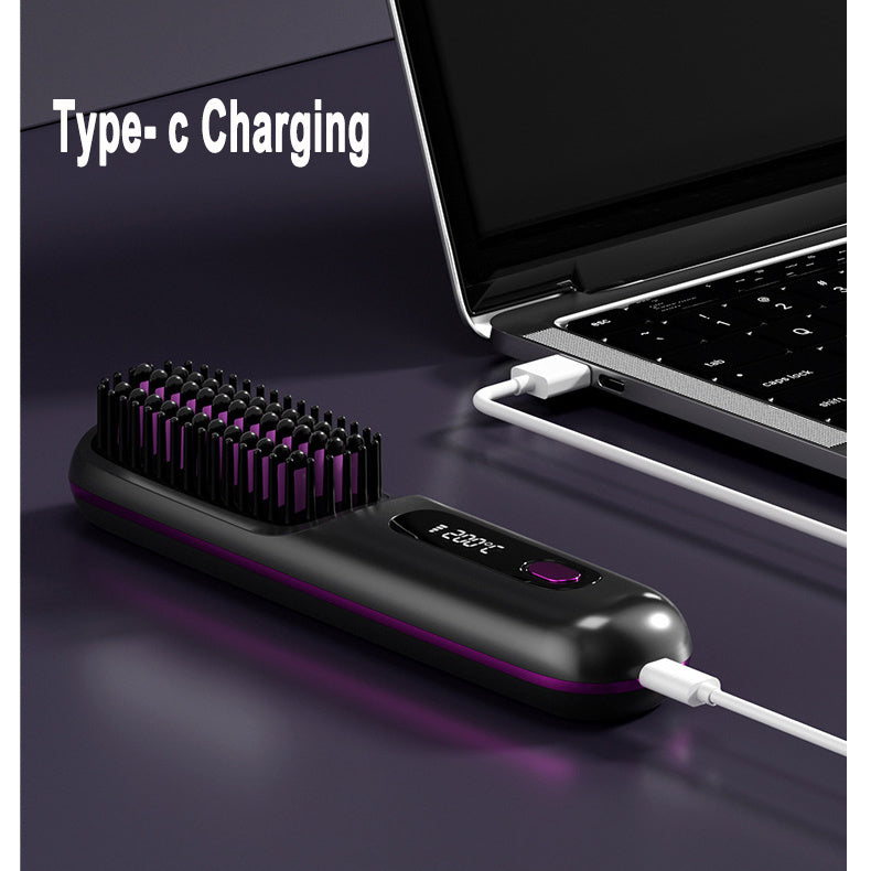 Draadloze 2-in-1 USB Stijl- en Krulborstel – 35 W, 3 Warmtestanden, Snelle OP-lading