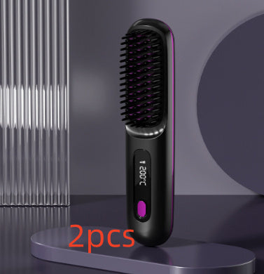 Draadloze 2-in-1 USB Stijl- en Krulborstel – 35 W, 3 Warmtestanden, Snelle OP-lading