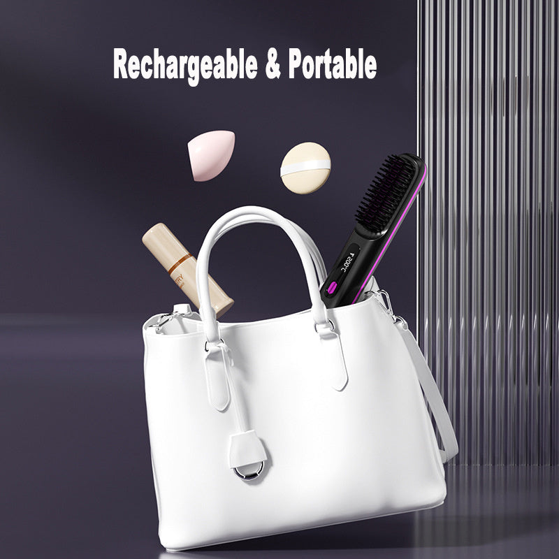 Draadloze 2-in-1 USB Stijl- en Krulborstel – 35 W, 3 Warmtestanden, Snelle OP-lading