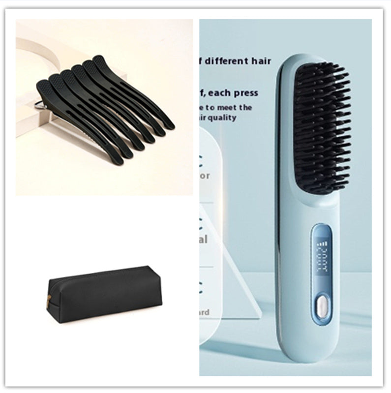 Draadloze 2-in-1 USB Stijl- en Krulborstel – 35 W, 3 Warmtestanden, Snelle OP-lading
