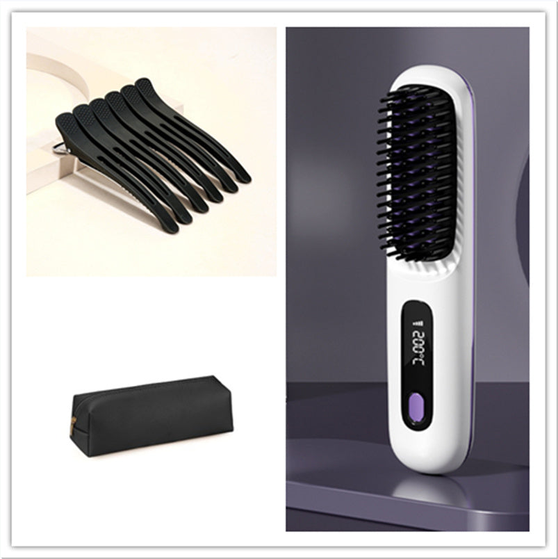 Draadloze 2-in-1 USB Stijl- en Krulborstel – 35 W, 3 Warmtestanden, Snelle OP-lading