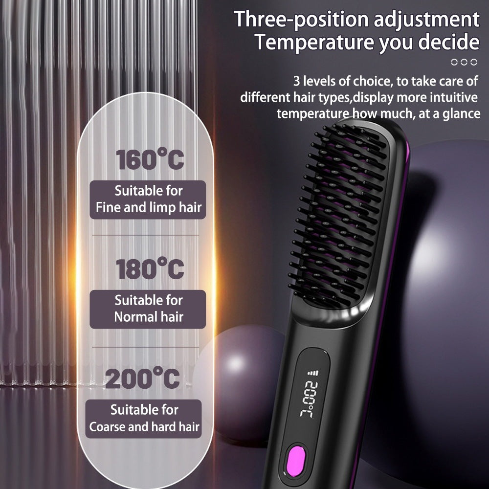 Draadloze 2-in-1 USB Stijl- en Krulborstel – 35 W, 3 Warmtestanden, Snelle OP-lading