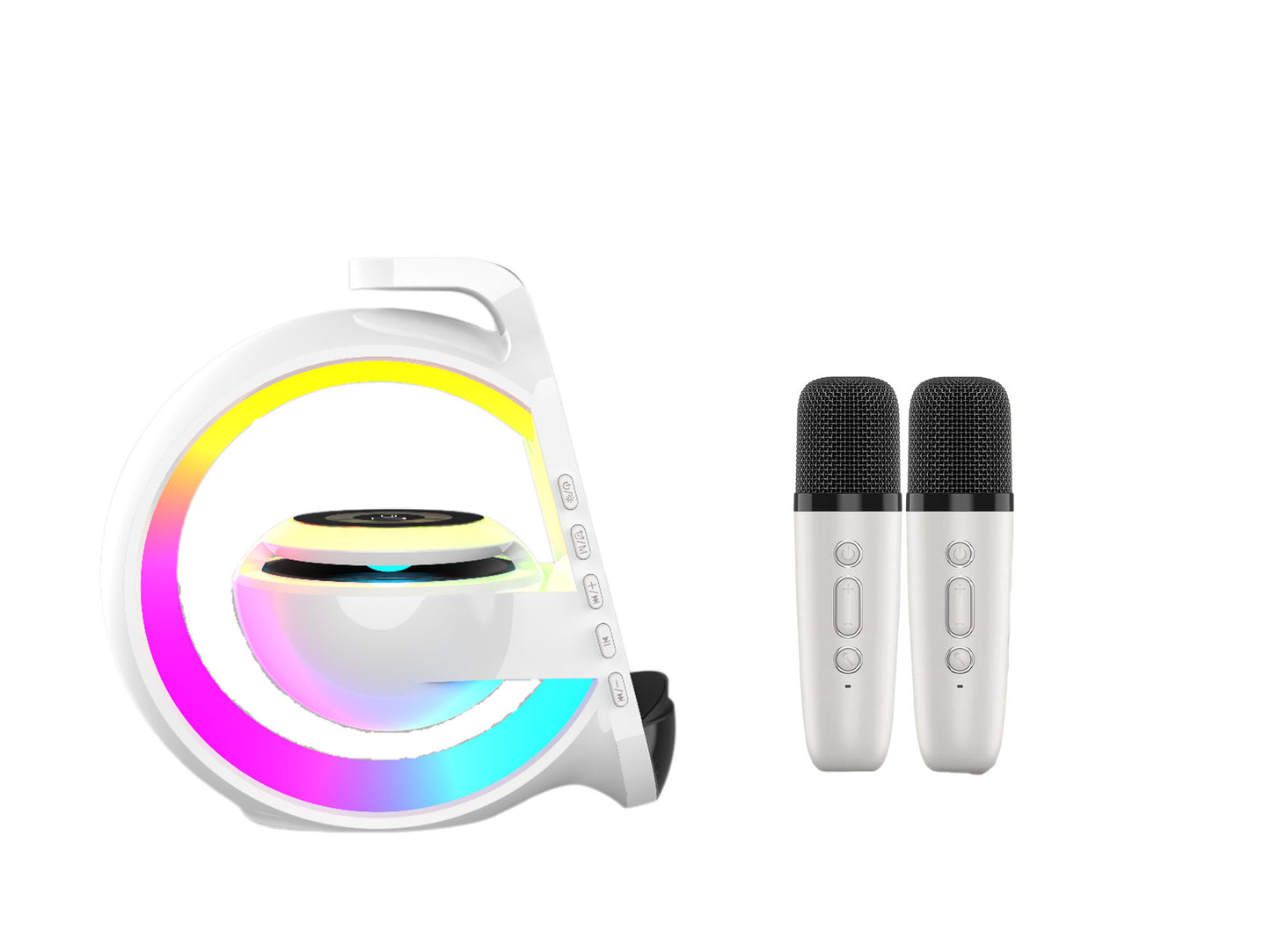 6-in-1 Bluetooth Speaker & Draadloze Oplader | Sfeerverlichting • Wekker • Microfoon