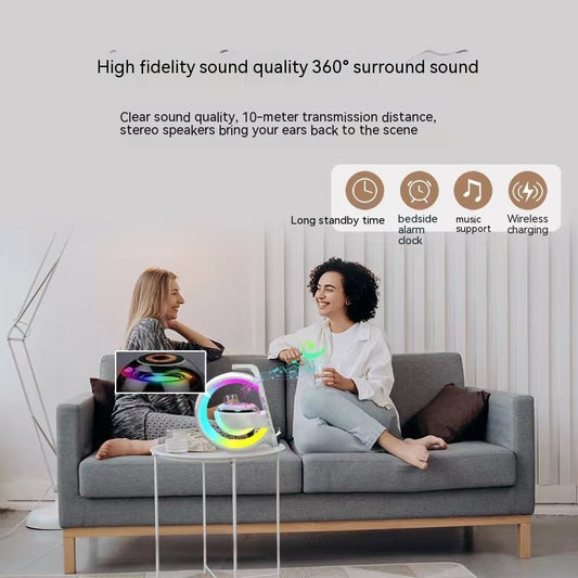 6-in-1 Bluetooth Speaker & Draadloze Oplader | Sfeerverlichting • Wekker • Microfoon